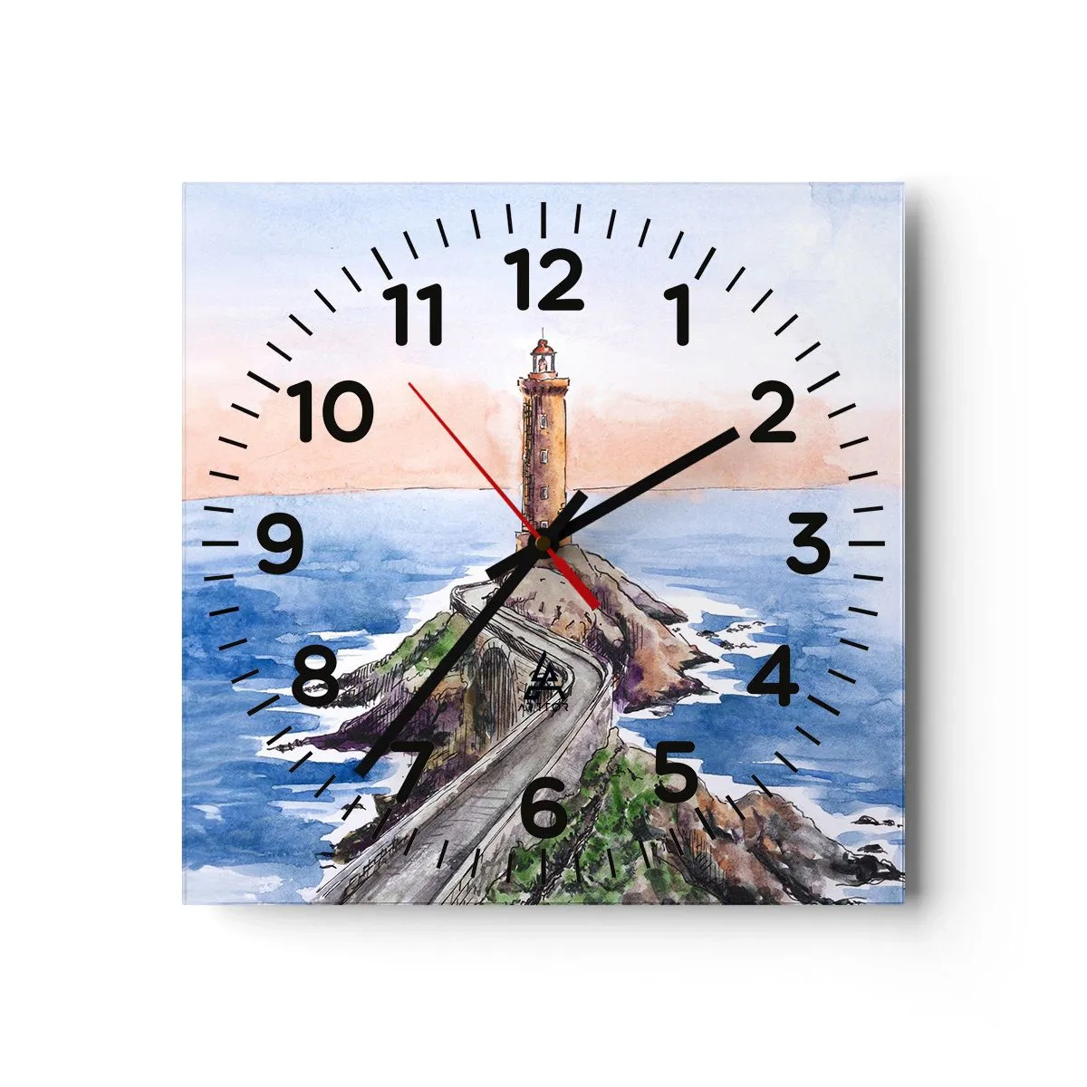 Reloj de pared - Reloj de vidrio - Frente al mar - 40x40 cm