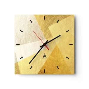 Reloj de pared - Reloj de vidrio - Formas geométricas en tonos dorados y claros. - 30x30cm - Tiempo de geometría - Decoración de pared moderna para salón y dormitorio ARTTOR