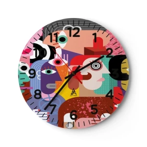 Reloj de pared - Reloj de vidrio - Estilo Picasso - 30x30 cm
