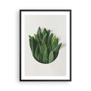 Póster en marco negro - Hojas en una composición artística sobre un fondo blanco. - 50x70cm - Curiosidad desenfrenada - Decoración de pared moderna para salón y dormitorio ARTTOR