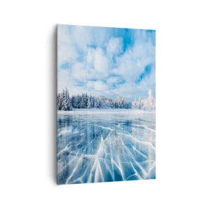 Cuadro sobre lienzo - Impresión de Imagen - Un lago congelado rodeado de un bosque cubierto de nieve. - 70x100cm - Vista deslumbrante y cristalina - Decoración de pared moderna para salón y dormitorio ARTTOR