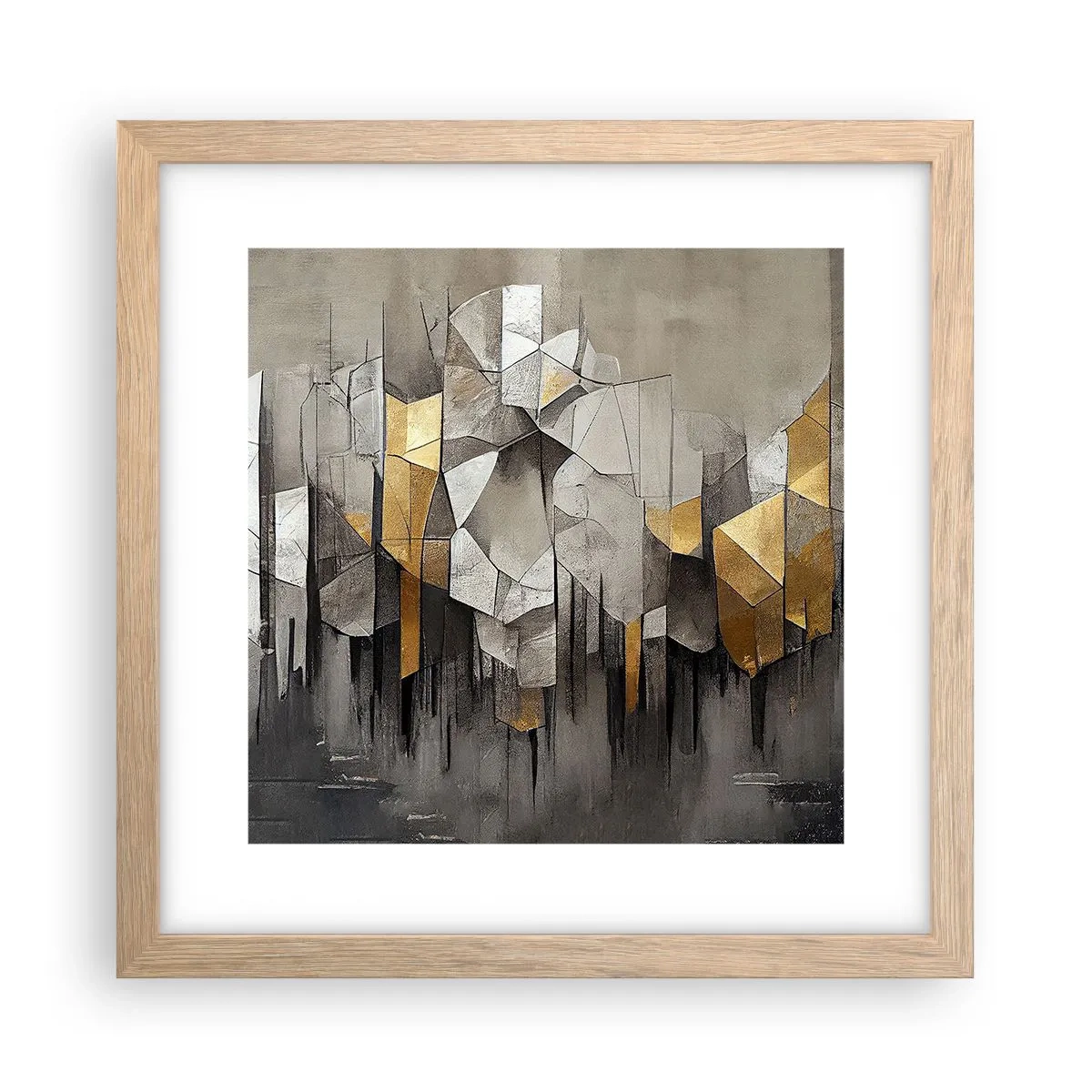 Póster en marco roble claro - Composición hecha de hielo y luz - 30x30 cm