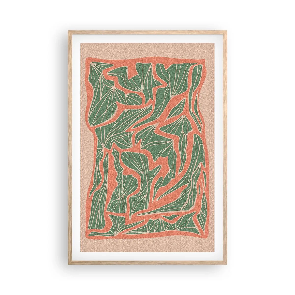 Póster en marco roble claro - Lucha entre el coral y el verde - 61x91 cm