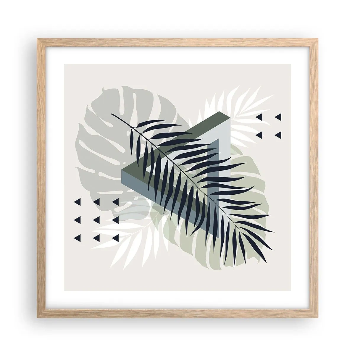 Póster en marco roble claro - Naturaleza y geometría - 50x50 cm