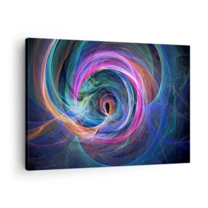 Cuadro sobre lienzo - Impresión de Imagen - Un remolino abstracto de colores en tonos violeta, rosa y azul. - 70x50cm - ¿Dónde me llevarás? - Decoración de pared moderna para salón y dormitorio ARTTOR