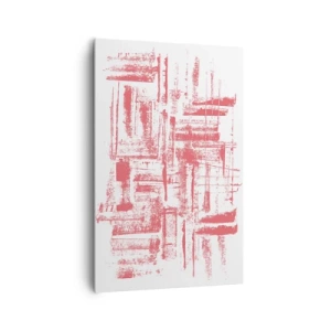 Cuadro sobre lienzo - Impresión de Imagen - Texturas abstractas de color rosa sobre fondo blanco - 80x120cm - Ciudad roja - Decoración de pared moderna para salón y dormitorio ARTTOR