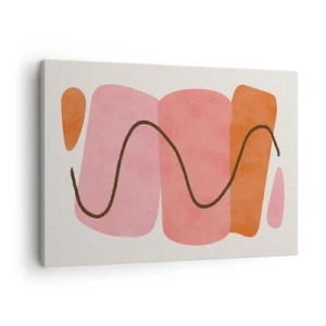 Cuadro sobre lienzo - Impresión de Imagen - Formas abstractas en tonos rosa y naranja. - 70x50cm - Suave movimiento de formas - Decoración de pared moderna para salón y dormitorio ARTTOR