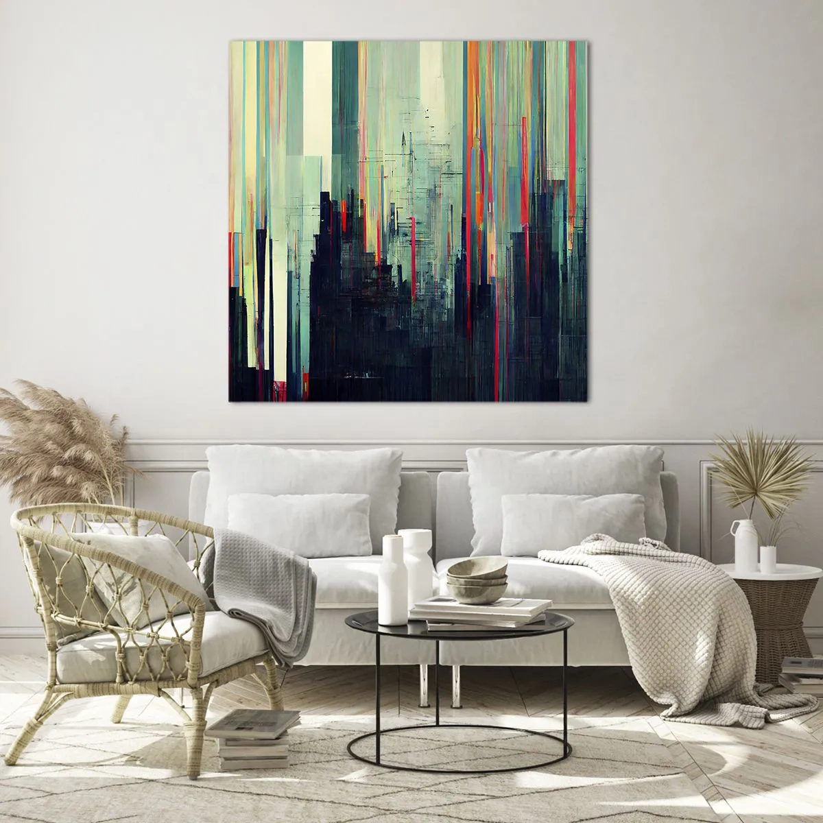 Cuadro sobre vidrio - Impresiones sobre Vidrio - Ciudad futurista - 60x60 cm