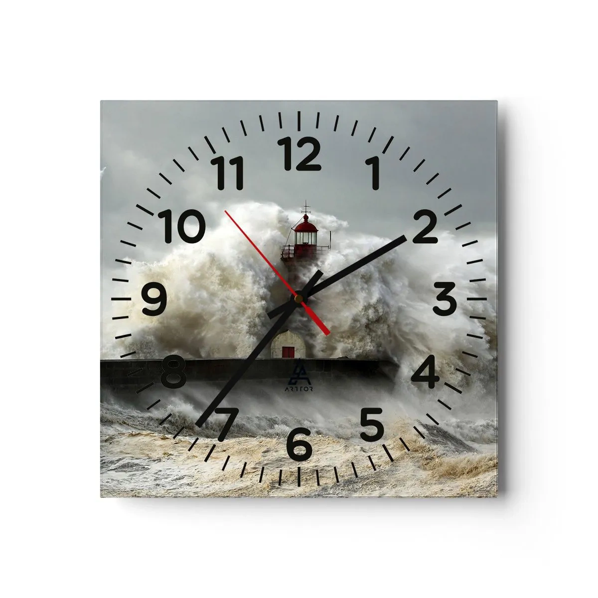 Reloj de pared - Reloj de vidrio - La furia del océano - 30x30 cm