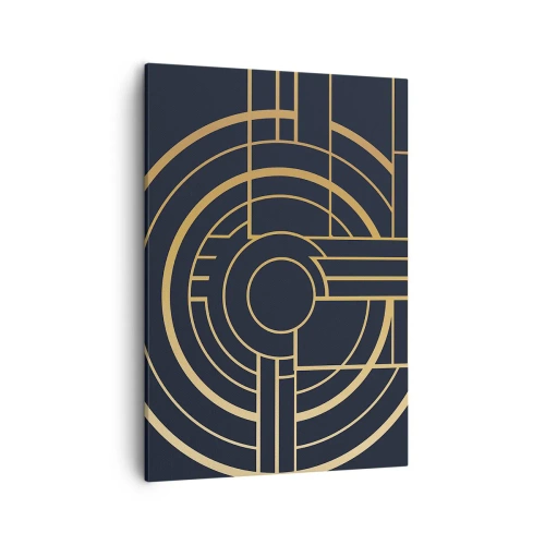 Cuadro sobre lienzo - Impresión de Imagen - Patrón geométrico con líneas doradas. - 50x70cm - Giro de los elementos - Decoración de pared moderna para salón y dormitorio ARTTOR