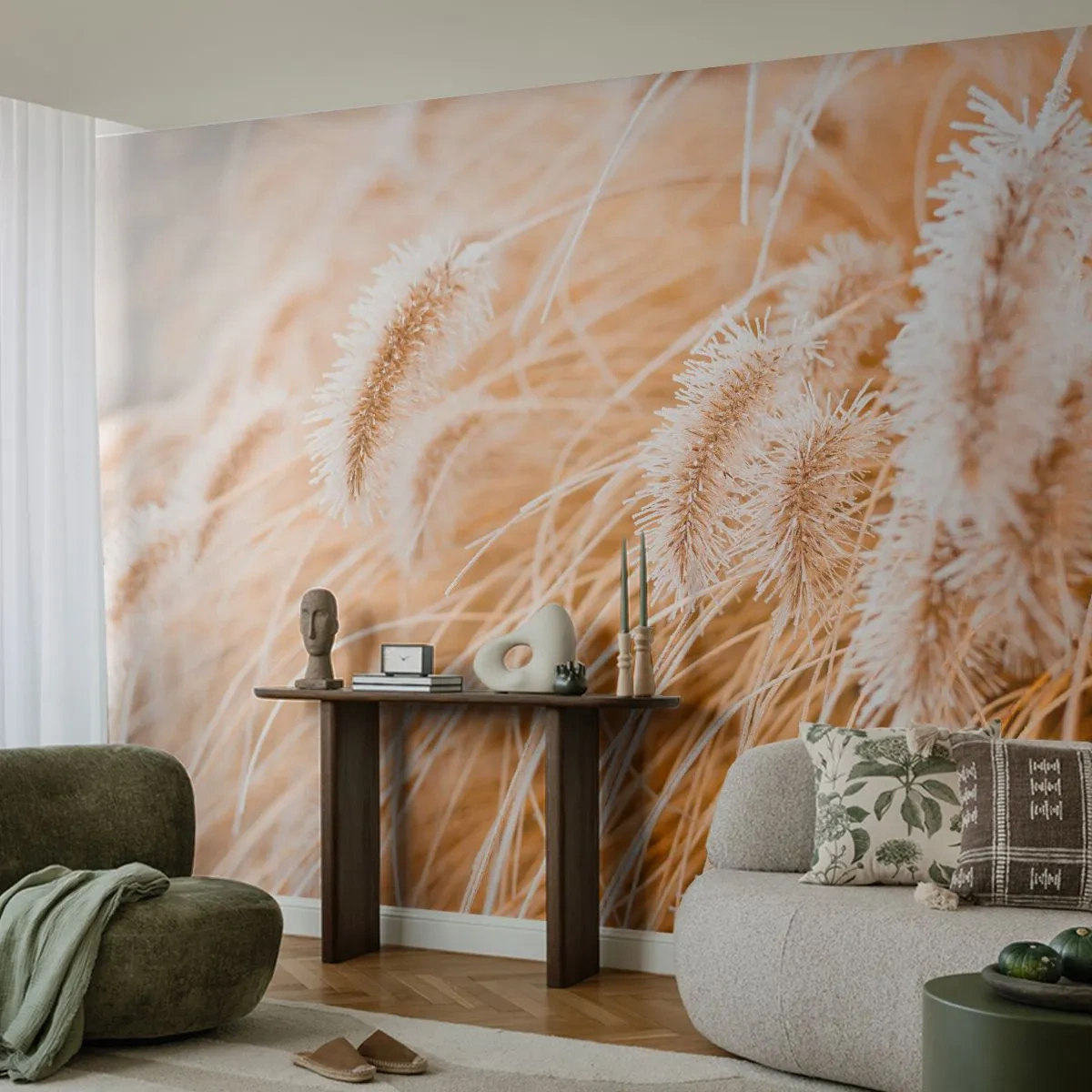 Fotomural Premium Canvas - El dorado susurro de las hierbas - Hierba de la pampa, Prado, Naturaleza - 250x175 cm