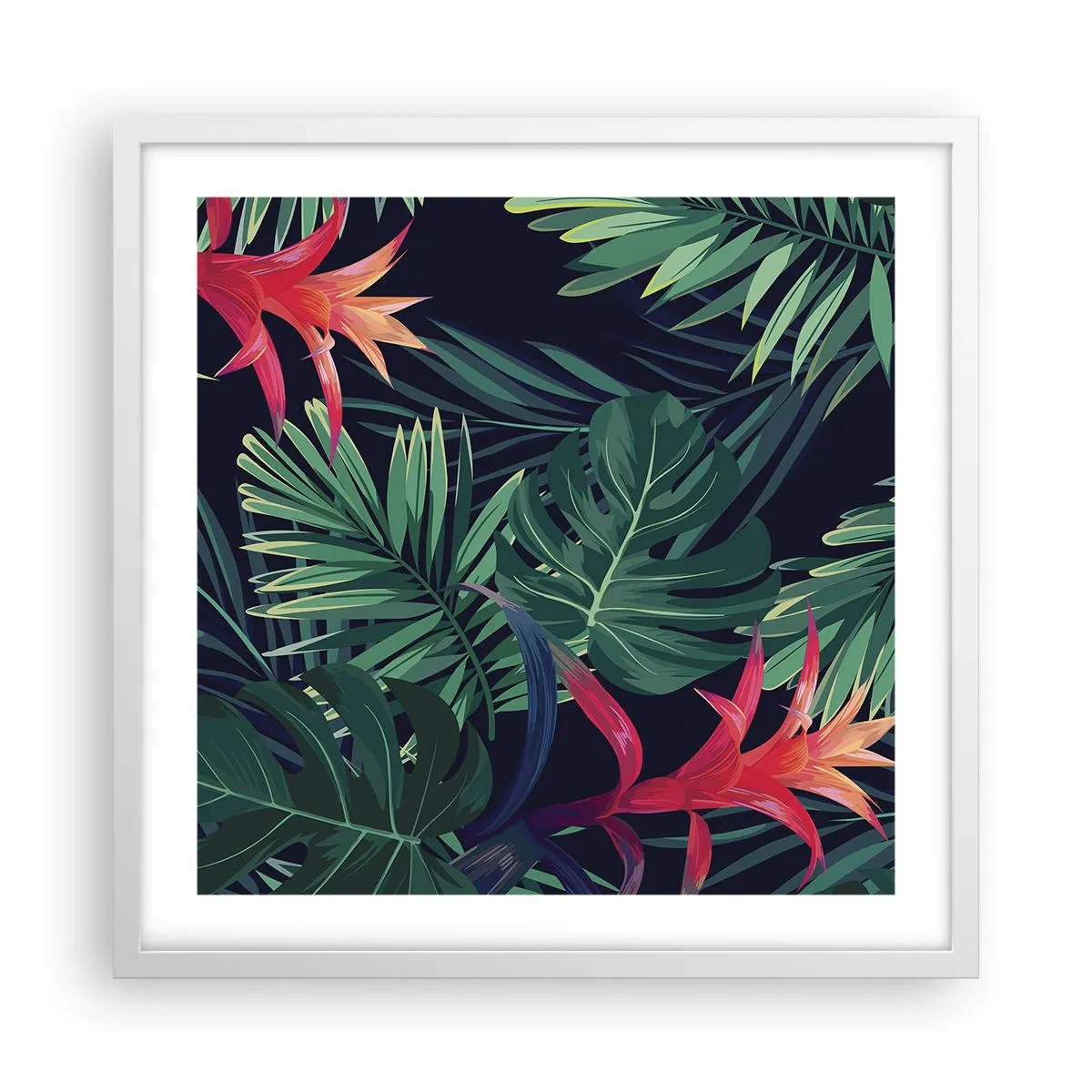 Póster en marco blanco - Encender el color verde - 50x50 cm