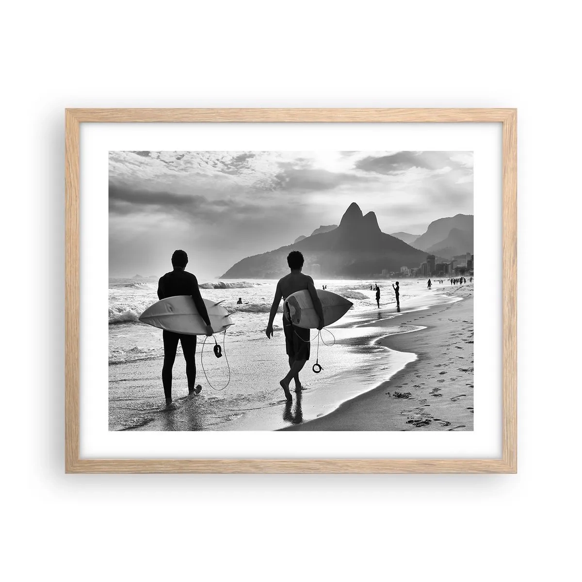 Póster en marco roble claro - Samba para una ola - 50x40 cm