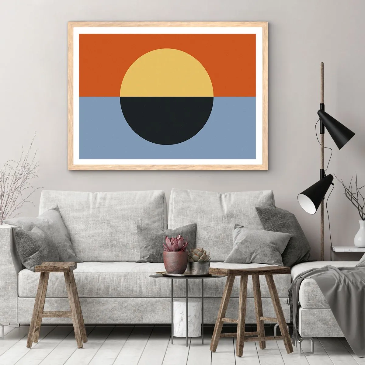 Póster en marco roble claro - Una composición de calidez y frescura - 50x40 cm