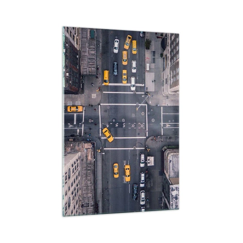 Cuadro sobre vidrio - Impresiones sobre Vidrio - Vista aérea de una calle concurrida de la ciudad - 70x100cm - Una simple elección - Decoración de pared moderna para salón y dormitorio ARTTOR