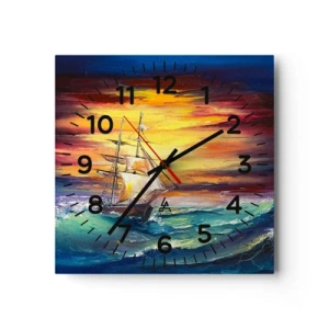 Reloj de pared - Reloj de vidrio - Valientemente surcando las olas - 30x30 cm