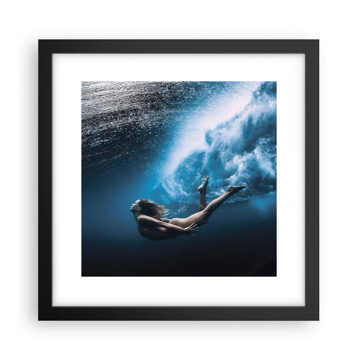 Póster en marco negro - Una sirena contemporánea - 30x30 cm