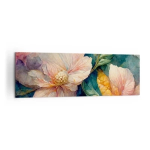 Cuadro sobre lienzo - Impresión de Imagen - Delicadas flores en colores pastel. - 160x50cm - La sutileza misma - Decoración de pared moderna para salón y dormitorio ARTTOR