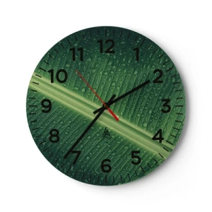 Reloj de pared - Reloj de vidrio - Estructura del verde - 40x40 cm