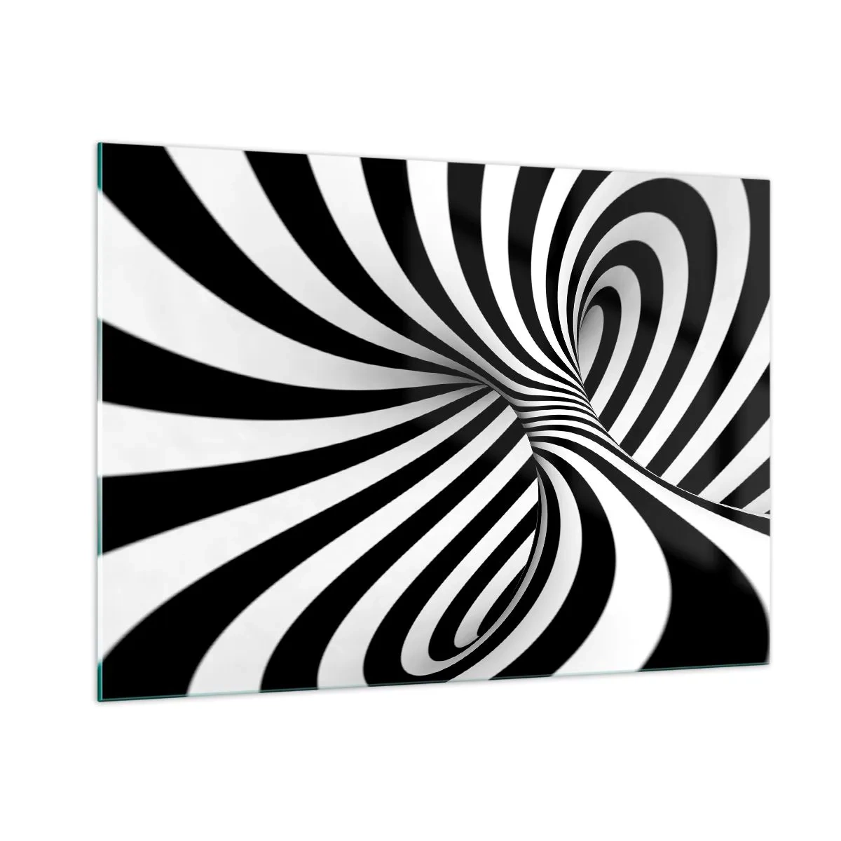 Cuadro sobre vidrio - Impresiones sobre Vidrio - Una espiral en blanco y negro que crea un efecto espacial dinámico. - 100x70cm - Composición: espacio de baile - Decoración de pared moderna para salón y dormitorio ARTTOR