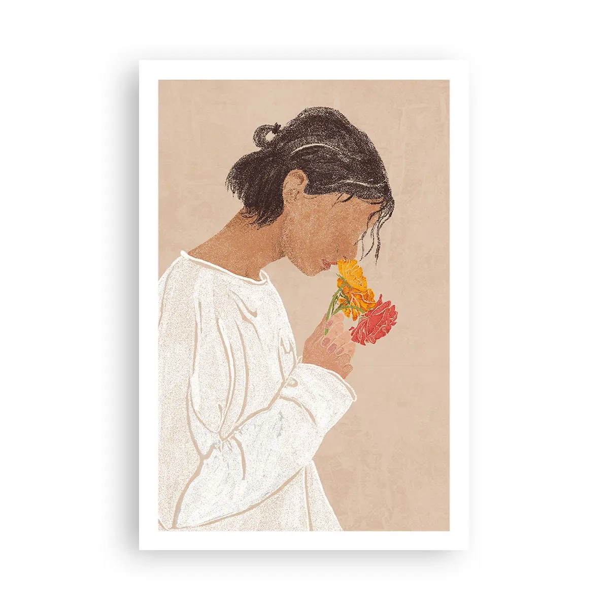 Póster - Joven con flores - 61x91 cm