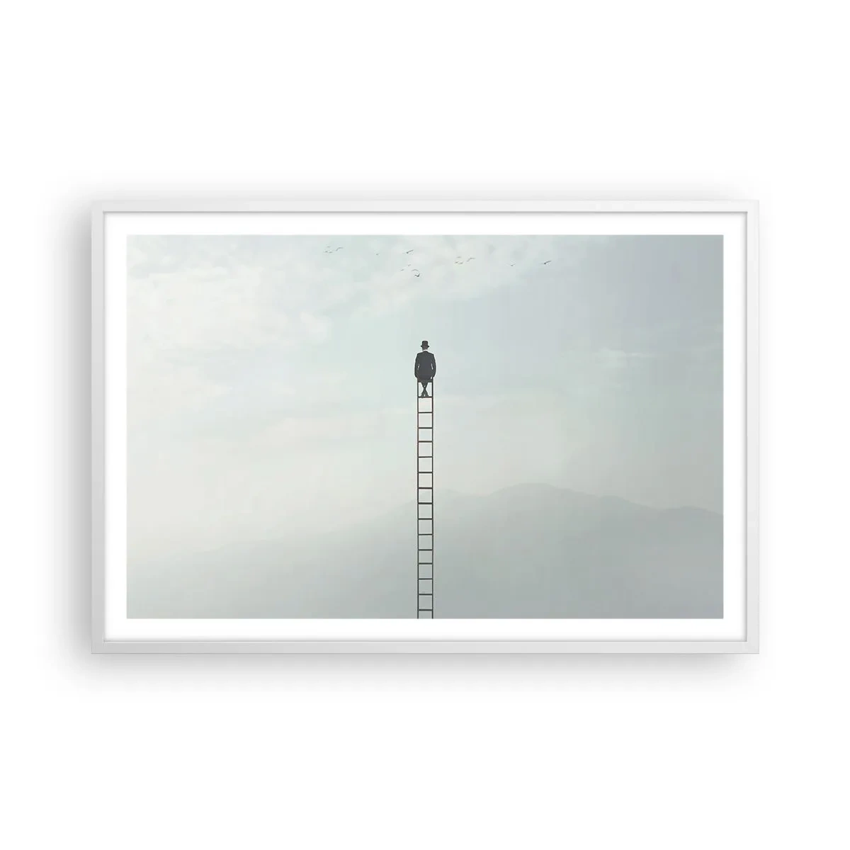 Póster en marco blanco - Hacia lo más alto - 91x61 cm