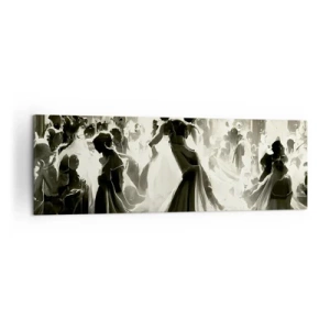 Cuadro sobre lienzo - Impresión de Imagen - Balón de estilo retro en blanco y negro. - 160x50cm - Gran mascarada - Decoración de pared moderna para salón y dormitorio ARTTOR