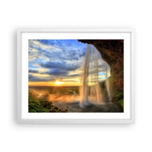 Póster en marco blanco - El mundo tras el velo de las gotas - 50x40 cm