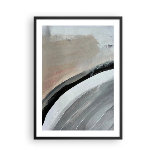 Póster en marco negro - Composición abstracta con lineas en tonos grises y beige. - 50x70cm - Composición: un arco negro y gris - Decoración de pared moderna para salón y dormitorio ARTTOR