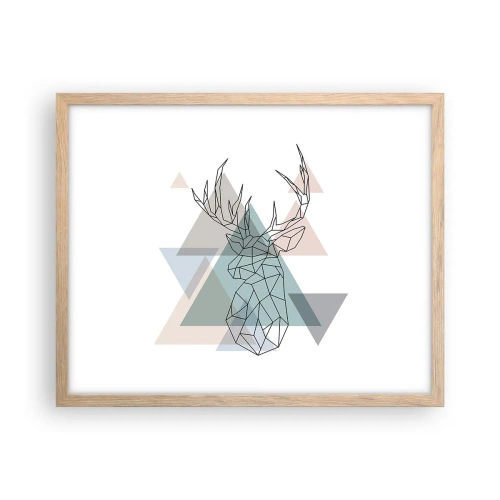Póster en marco roble claro - En un bosque geométrico - 50x40 cm