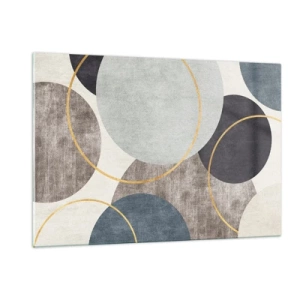 Cuadro sobre vidrio - Impresiones sobre Vidrio - Una composición de círculos en colores tenues. - 120x80cm - Círculo tras círculo - Decoración de pared moderna para salón y dormitorio ARTTOR