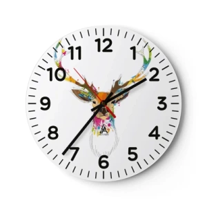Reloj de pared - Reloj de vidrio - Un suave ciervo bañado en color - 30x30 cm