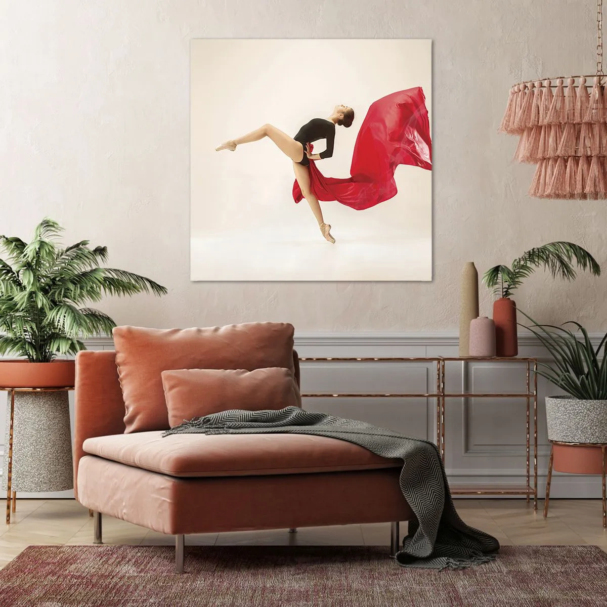 Cuadro sobre lienzo - Impresión de Imagen - Rojo y negro - 60x60 cm