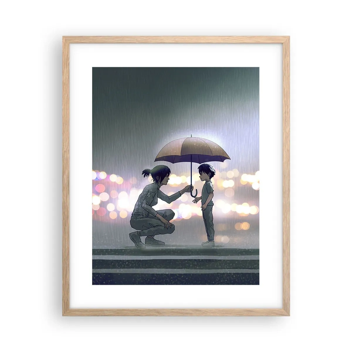 Póster en marco roble claro - Y todo está bien - 40x50 cm