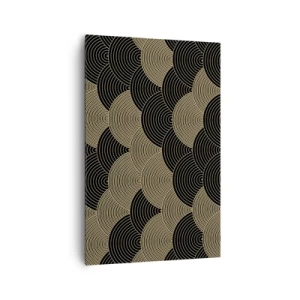 Cuadro sobre lienzo - Impresión de Imagen - Patrón Art Déco con semicírculos y líneas doradas. - 80x120cm - Multiplicación de la unidad - Decoración de pared moderna para salón y dormitorio ARTTOR
