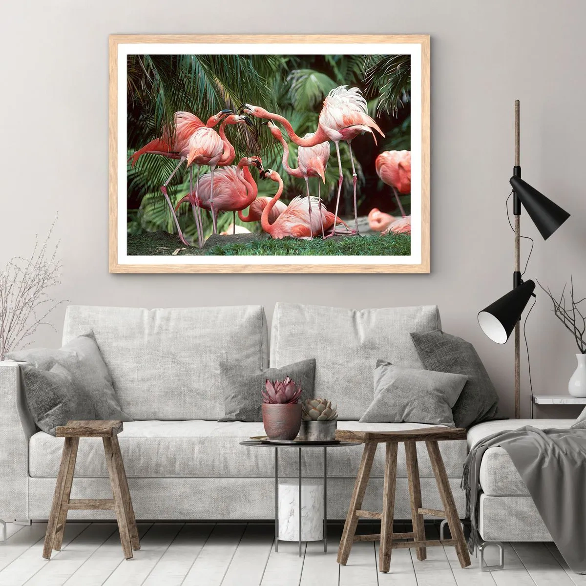 Póster en marco roble claro - Cotilleos de la tarde - 70x50 cm