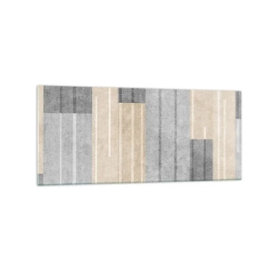 Cuadro sobre vidrio - Impresiones sobre Vidrio - Composición geométrica en tonos grises y beige. - 120x50cm - Composición: sostener la vertical - Decoración de pared moderna para salón y dormitorio ARTTOR