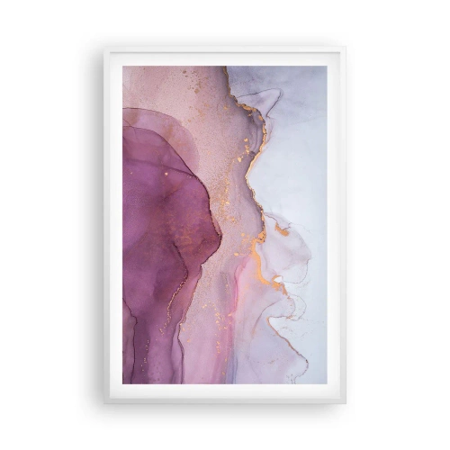 Póster en marco blanco - Olas de lila y púrpura - 61x91 cm