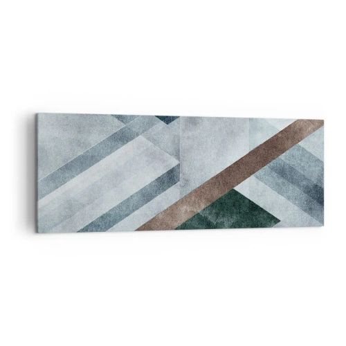Cuadro sobre lienzo - Impresión de Imagen - Formas geométricas en tonos fríos de azul y marrón. - 140x50cm - Sofisticada elegancia de la geometría - Decoración de pared moderna para salón y dormitorio ARTTOR