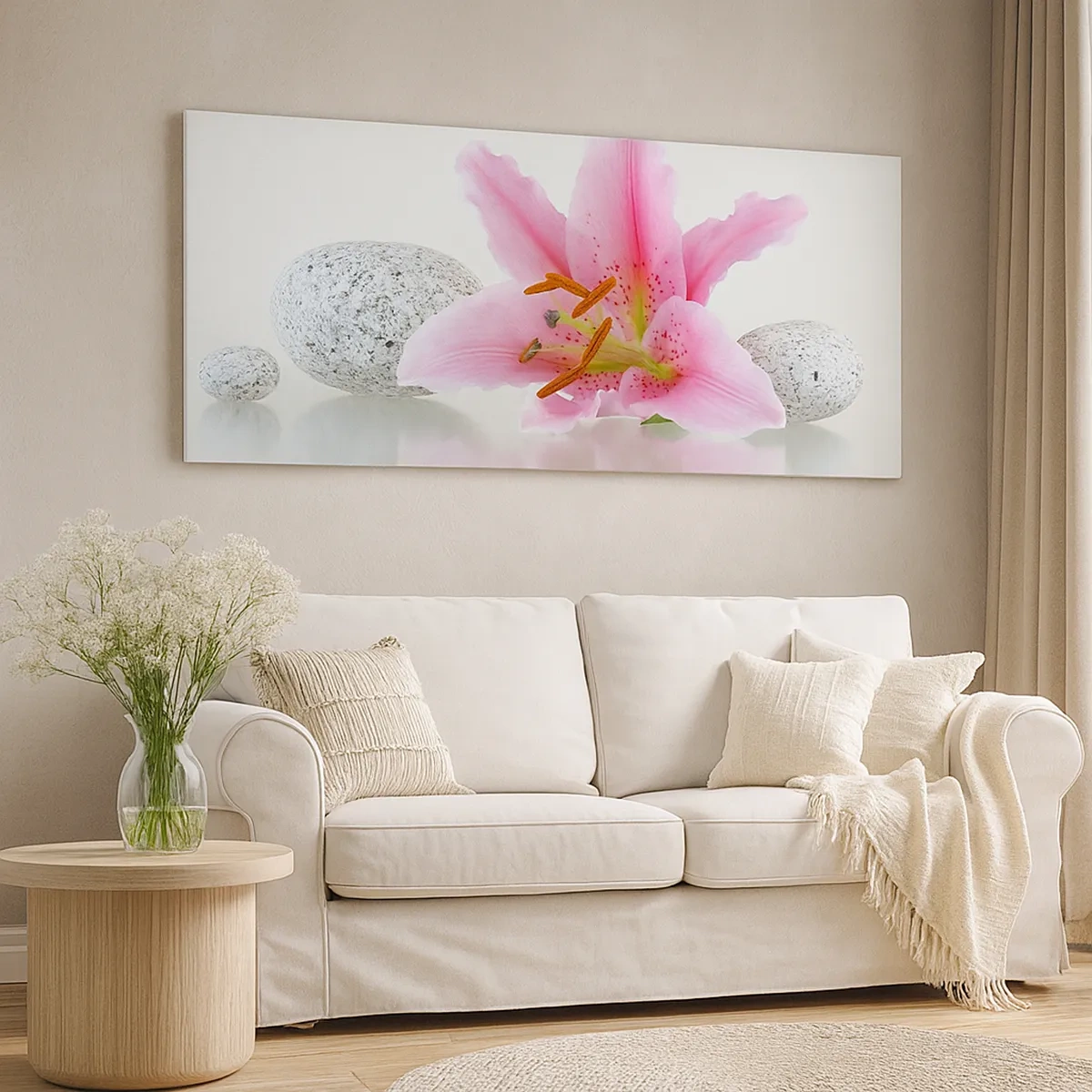 Cuadro sobre lienzo - Impresión de Imagen - Estudio en rosa, gris y blanco - 30x30 cm