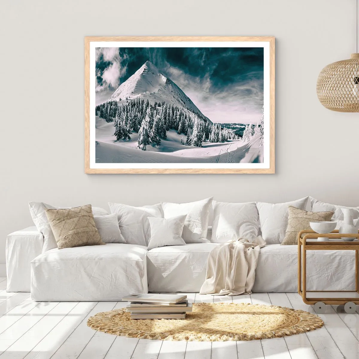 Póster en marco roble claro - Tierra de nieve y hielo - 91x61 cm