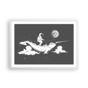 Póster en marco blanco - Jinete espacial - 70x50 cm