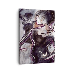 Cuadro sobre lienzo - Impresión de Imagen - Escena de jazz abstracta con un saxofonista y una mujer bailando. - 50x70cm - Fundirse en uno con la música - Decoración de pared moderna para salón y dormitorio ARTTOR