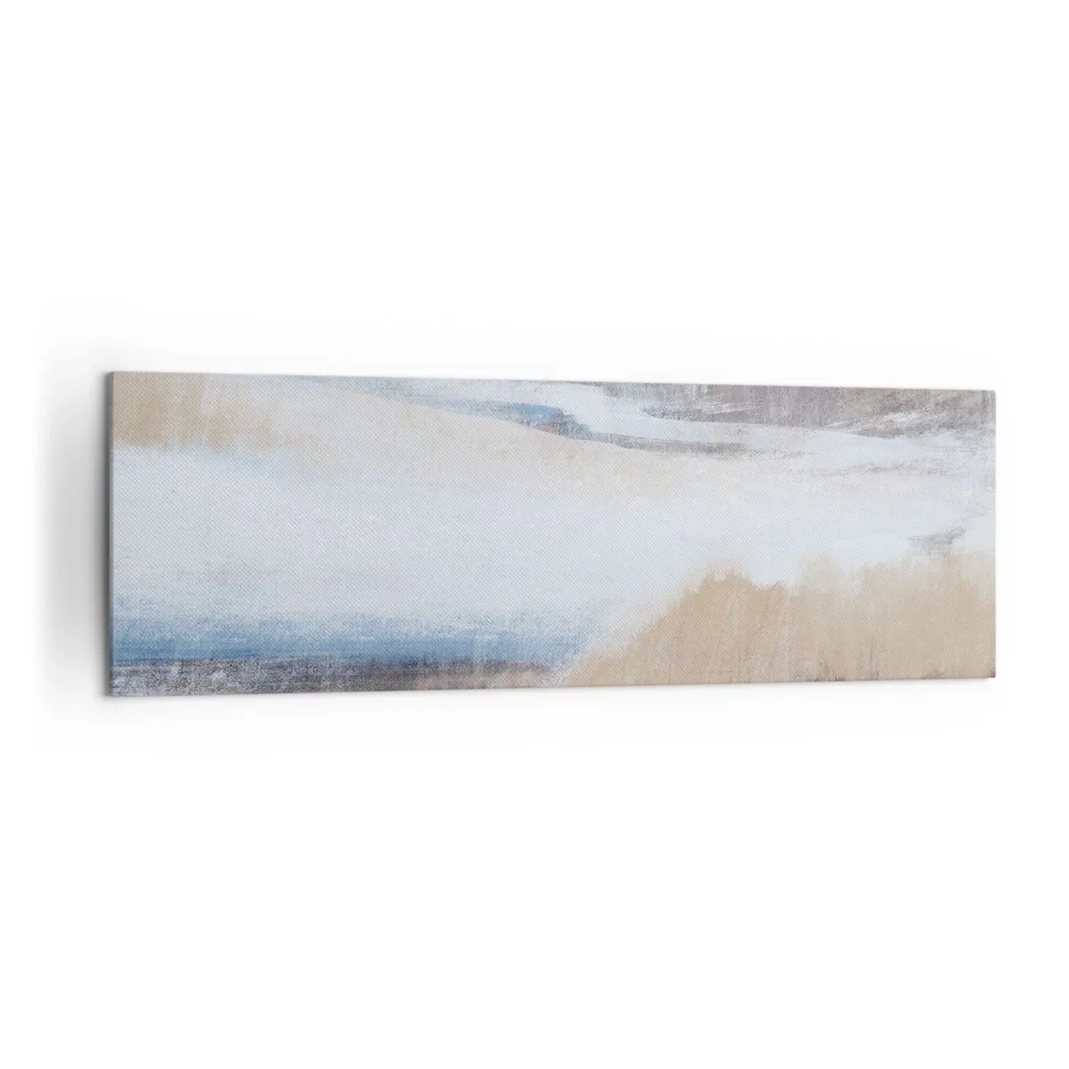 Cuadro sobre lienzo - Impresión de Imagen - Paisaje invernal abstracto en tonos blancos y azules. - 160x50cm - Composición invernal - Decoración de pared moderna para salón y dormitorio ARTTOR