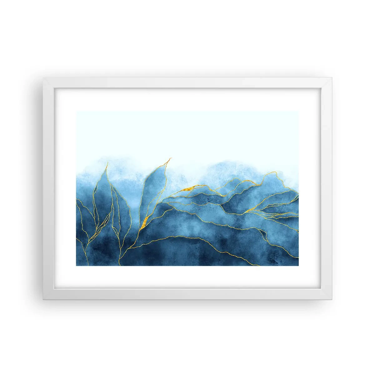 Póster en marco blanco - Oro y azul - 40x30 cm