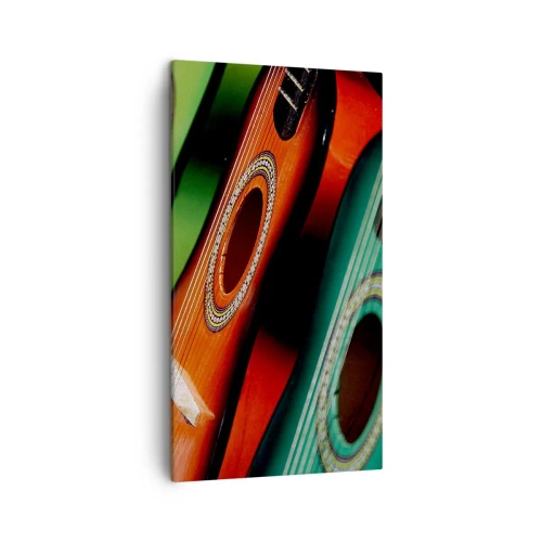 Cuadro sobre lienzo - Impresión de Imagen - La guitarra tiene muchos colores - 45x80 cm