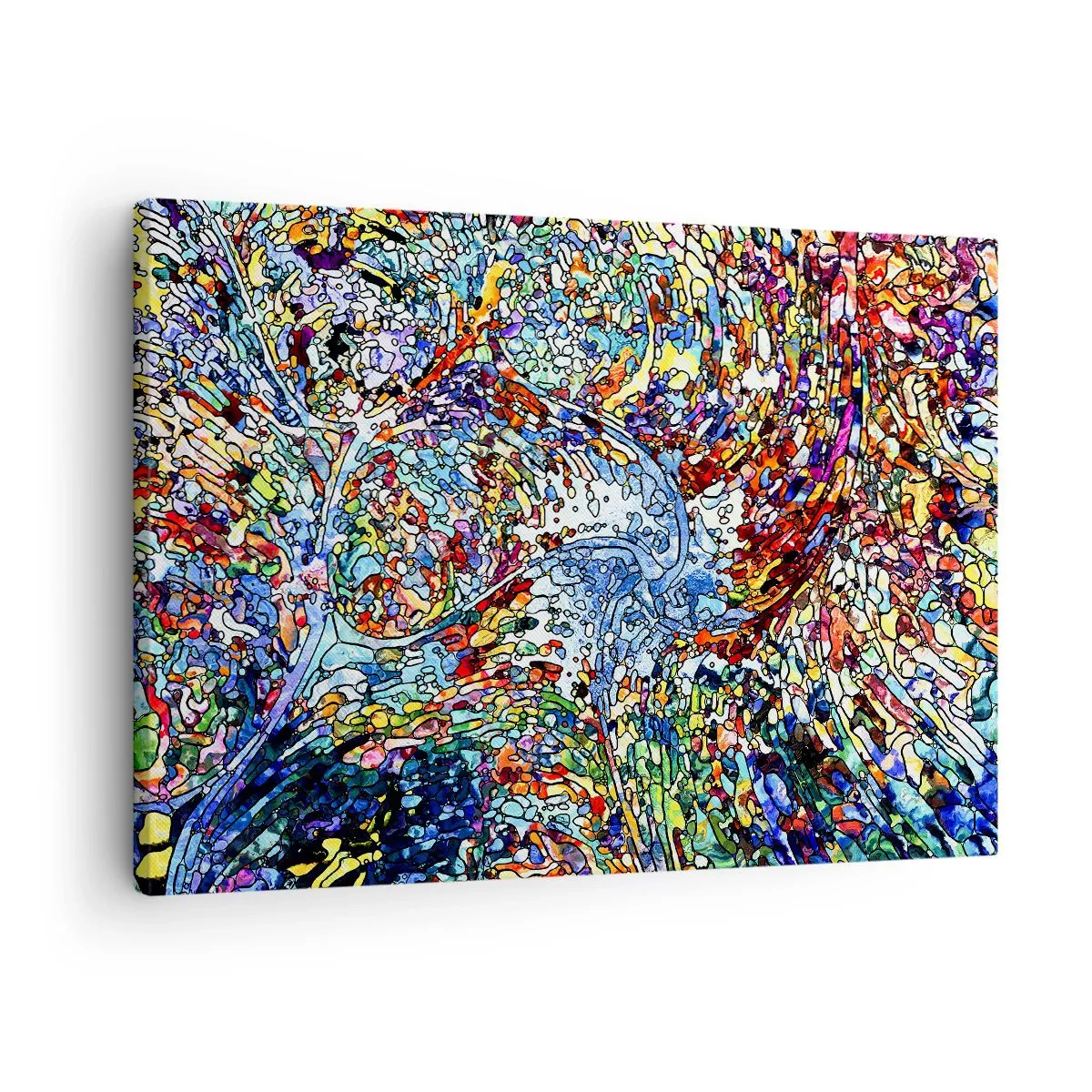 Cuadro sobre lienzo - Impresión de Imagen - Un patrón abstracto colorido inspirado en la naturaleza. - 70x50cm - Vidriera - Decoración de pared moderna para salón y dormitorio ARTTOR