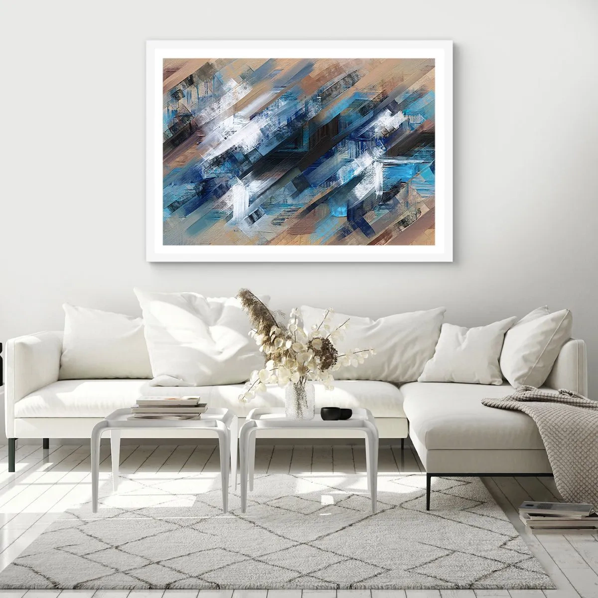 Póster en marco blanco - En una inclinación azul - 40x30 cm
