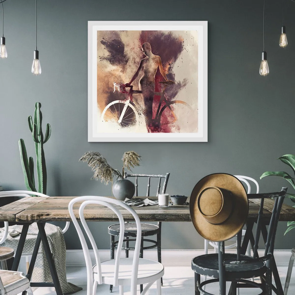 Póster en marco blanco - En las formas de mármol un alma ciclista - 40x40 cm