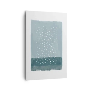 Cuadro sobre lienzo - Impresión de Imagen - Una pintura minimalista en tonos azules con puntos. - 80x120cm - Creación sobre azul - Decoración de pared moderna para salón y dormitorio ARTTOR